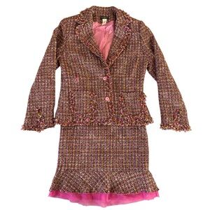 Charles David Pink & Black Tweed Jacket & Skirt Set - Brand New!!